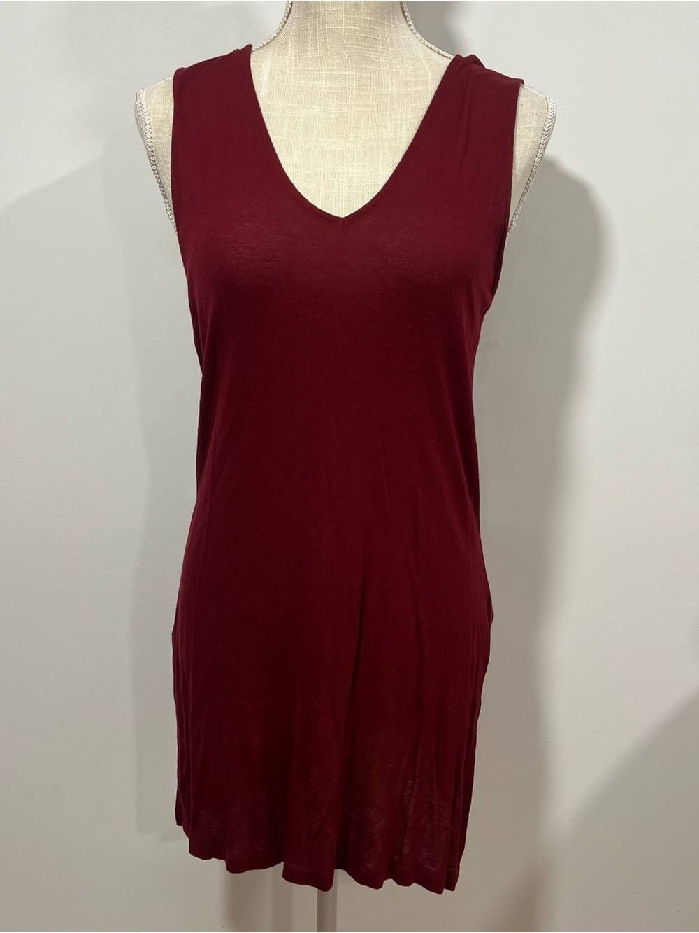 Old Navy V-Neck Sleeveless Burgundy Mini Slip-like Dress